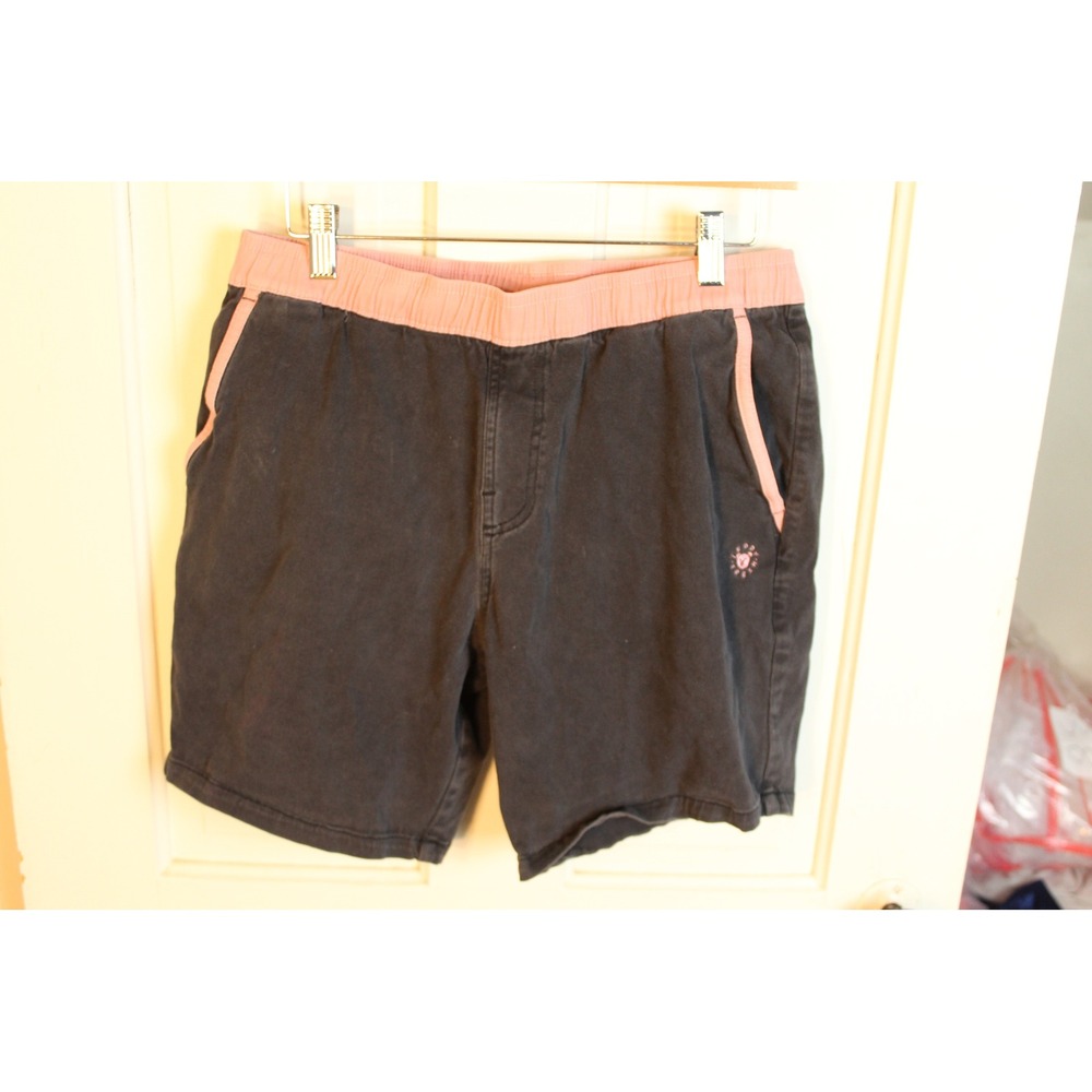 Teddy Fresh Mens Charcoal Pink Trim Embroidered‎ Bear Logo Shorts Size L
